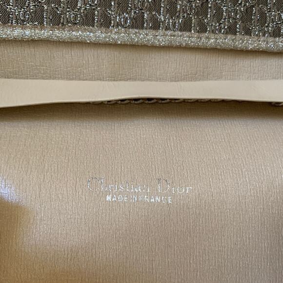 D1006 Christian Dior trotter oblique light gold and champagne color evening bag - Picture 6 of 7
